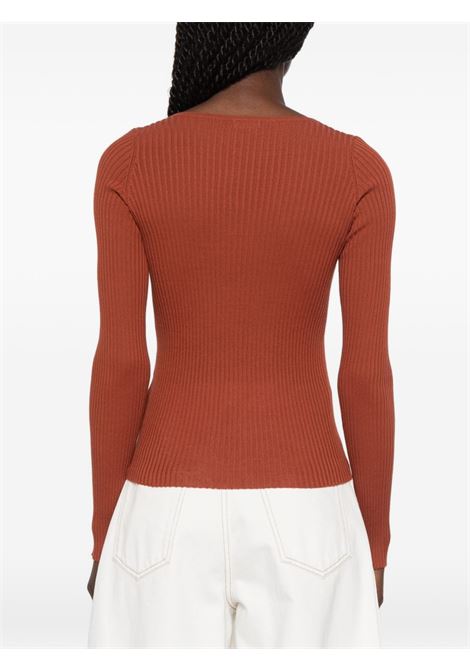 maglia serafino donna mattone ROBERTO COLLINA | 261FXA0821555